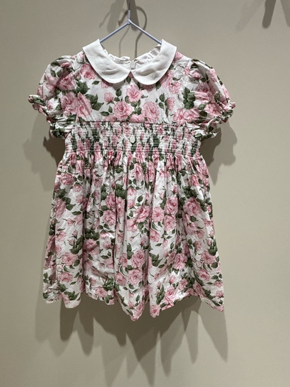 Patachou Girls Pink Rose Floral Peter Pan Collar cotton Dress
